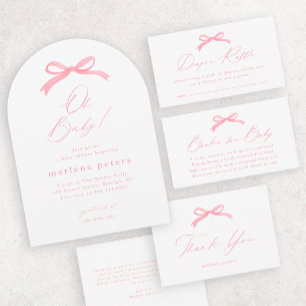 Tarjeta De Agradecimiento Elegantes Chicas de Bow Rosado Baby Shower