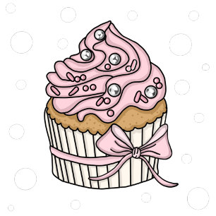 Postal Cumpleaños de niña de Cupcakes Rosas y Lunares 