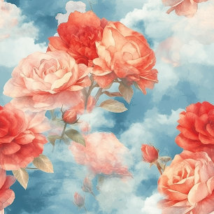 Postal Clásicos - Rosas rosadas y rojas angelicales en nu