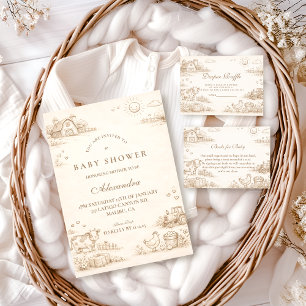 Invitación Dibujo caprichoso de granja campestre