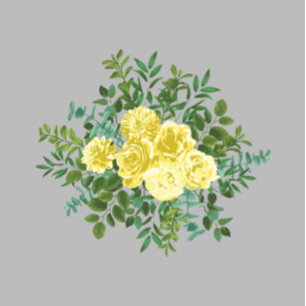 Invitación Boda floral amarillo y gris claro y Rosa