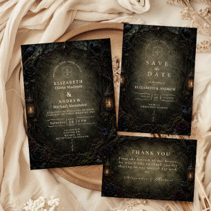 Tarjeta De Agradecimiento Boda en el bosque gótico encantado
