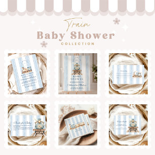 Invitación Tren de acuarela neural lindo Baby Shower