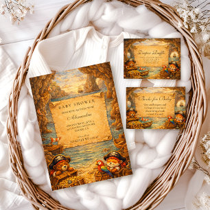 Invitación Ducha de Bebé Pequeños Piratas Viaje al Tesoro