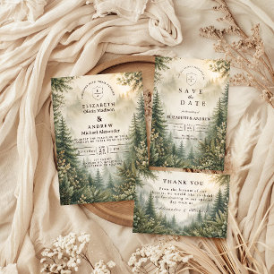 Tarjeta De Agradecimiento Boda Rústica en el Bosque