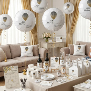 Invitación Sorteo de pañales con globos glamour para fiesta d