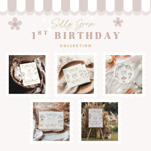 Tarjeta De Agradecimiento Floral neutra de primer cumpleaños