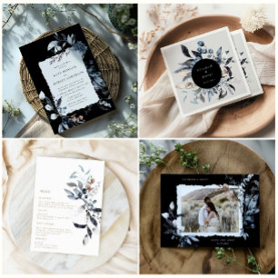 Invitación a la boda floral helada de invierno