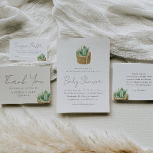 Pegatina Redonda Oh Baby Simple Succulum Baby Shower