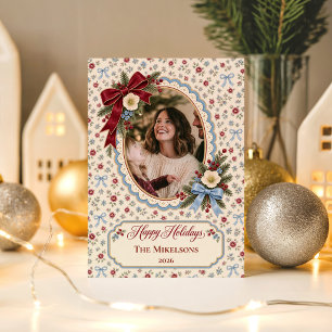 Papel De Regalo Foto Navidad Romántica Coqueta Grandmillennial
