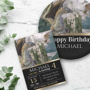 Invitación Torneo de Bronce Castillo Medieval Cumpleaños Metá