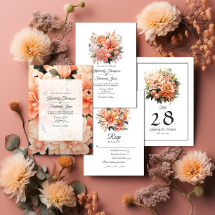 Invitación Boda Floral de Peach Fuzz