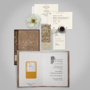 Invitación de Boda Literaria con Libro de Bibliote