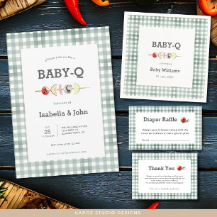 Servilleta De Papel Green Baby-Q BBQ Couple Baby Shower