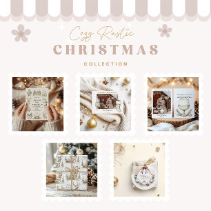 Papel De Regalo Cosy Blue Rustic Navidades Reindeer