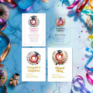 Tarjeta De Agradecimiento Graduación de Donuts y Graduados de Rosa y Oro