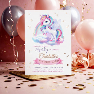 Invitación Fiesta de cumpleaños con unicornio.