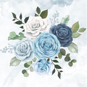 Invitación Moda Dusty Blue Watercolor Floral Boda QR Código