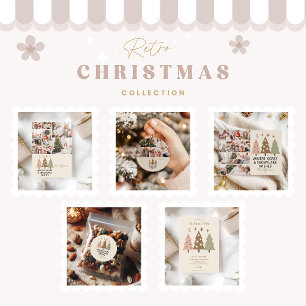 Tarjeta Festiva 3 Besos de invierno retro fotográfico y deseos de 