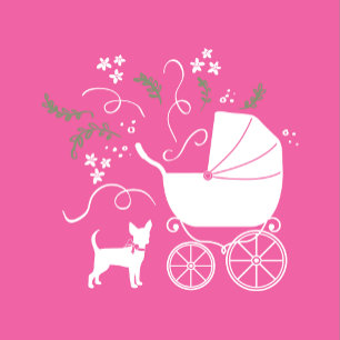 Invitación Rosa Chica de Baby Shower de perro chihuahua