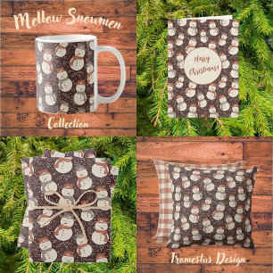 Hoja De Papel De Regalo Muñecos de nieve serenos - Patrón de Navidad rojo 