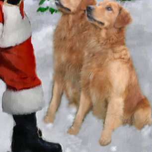 Tarjeta Festiva Regalos de Navidades de Golden Retriever