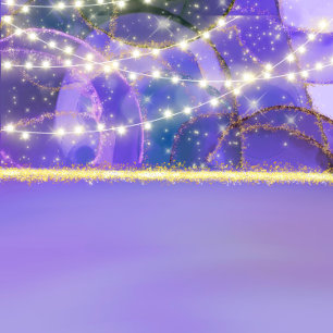 Invitación Luces de oro morado Ducha de boda de tinta etérea