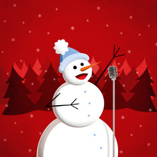 Postal Festiva Navidades de Snowman, cantantes felices