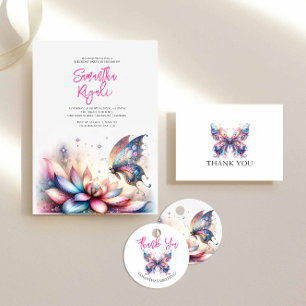 Chica de invitaciones a mariposa mágica cumpleaños