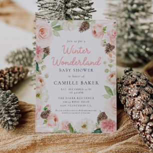 Invitación Oh Baby Winter Chica Rosa Baby Shower