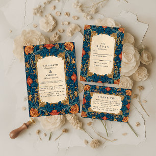 Tarjeta De Agradecimiento Boda Floral Barroco Vintage