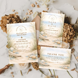 Tarjeta De Agradecimiento Boda de Brisa Suave del Océano