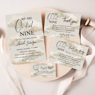 Invitación En Cloud Nueve 9 Beige Watercolor Sky Baby Shower