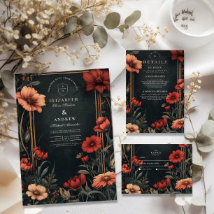 Tarjeta De Agradecimiento Boda floral de Art Nouveau clásico