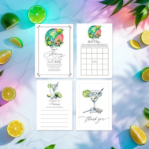 Invitación Marcas de coral, turquesa y cal y novia de madurez