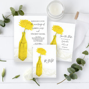 Invitación Flor amarilla en el Boda de la vesícula