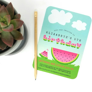 Pink Watermelon Birthday Picnic Party Invitación