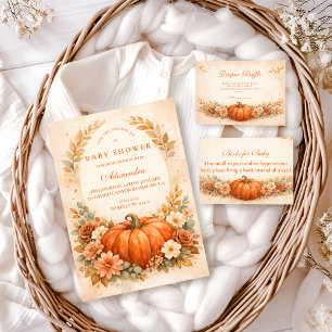 Tarjeta De Recepción Ducha de bebé de calabacita de otoño, rifa de paña