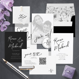 Pegatina Redonda Iniciales de caligrafía de amor Swash Heart Black 