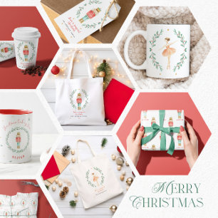 Tarjeta Festiva Con Relieve Metalizado Acuarela nutcracker agua botánica lindo