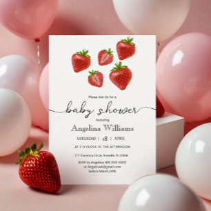 Tarjeta De Agradecimiento Flat Gracias Baby Shower Sweet Strawberries.
