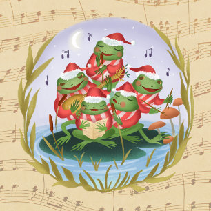 Postal Ranas de Música de Navidad