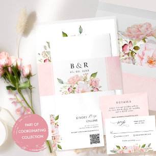 Cintas Para Invitaciones Elegante Boda de color rosa y floral Rubor