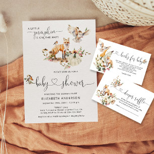 Invitación Woodland Animals Pumpkin Fall Floral Baby Shower