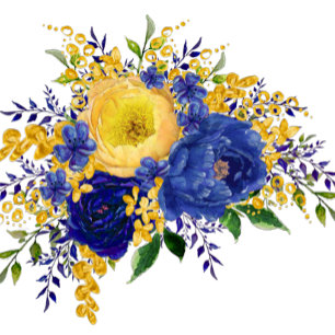 Invitación Ducha de boda floral pintada de oro amarillo azul