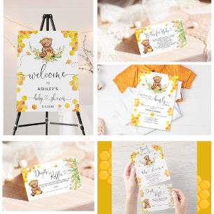 Tarjeta De Recepción Honey Bear Adivina Cuántos Juegos De Baby Shower