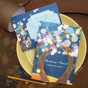 Invitación Las luces de cadena aman a los árboles Boda Verde 