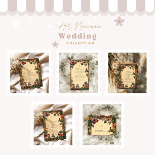 Tarjeta De Agradecimiento Boda de Woodland Floral Art Nouveau