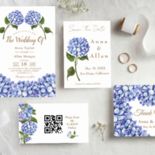 Invitación Elegante Blue Hydrangea Floral