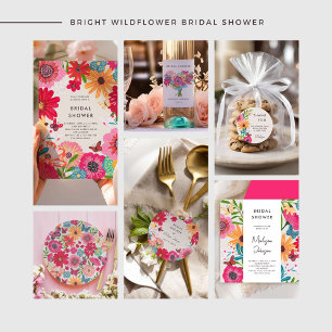 Invitación Flor salvaje brillante colorida ducha de novia